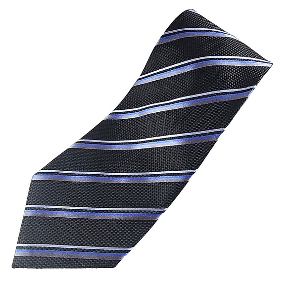 Ertu Silk Necktie Classic Blue Stripes - Italy - Like New - Picture 1 of 4